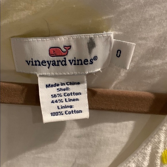 Vineyard Vines White and Yellow Embroidered‎ Sleeveless Linen Dress - Picture 3 of 4